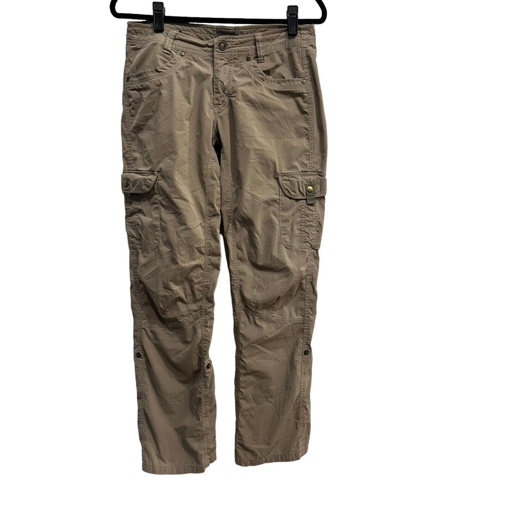 Kuhl Hiking Pants Womens Size 4 Khaki Cargo Hiking Pants Roll Up Convertible